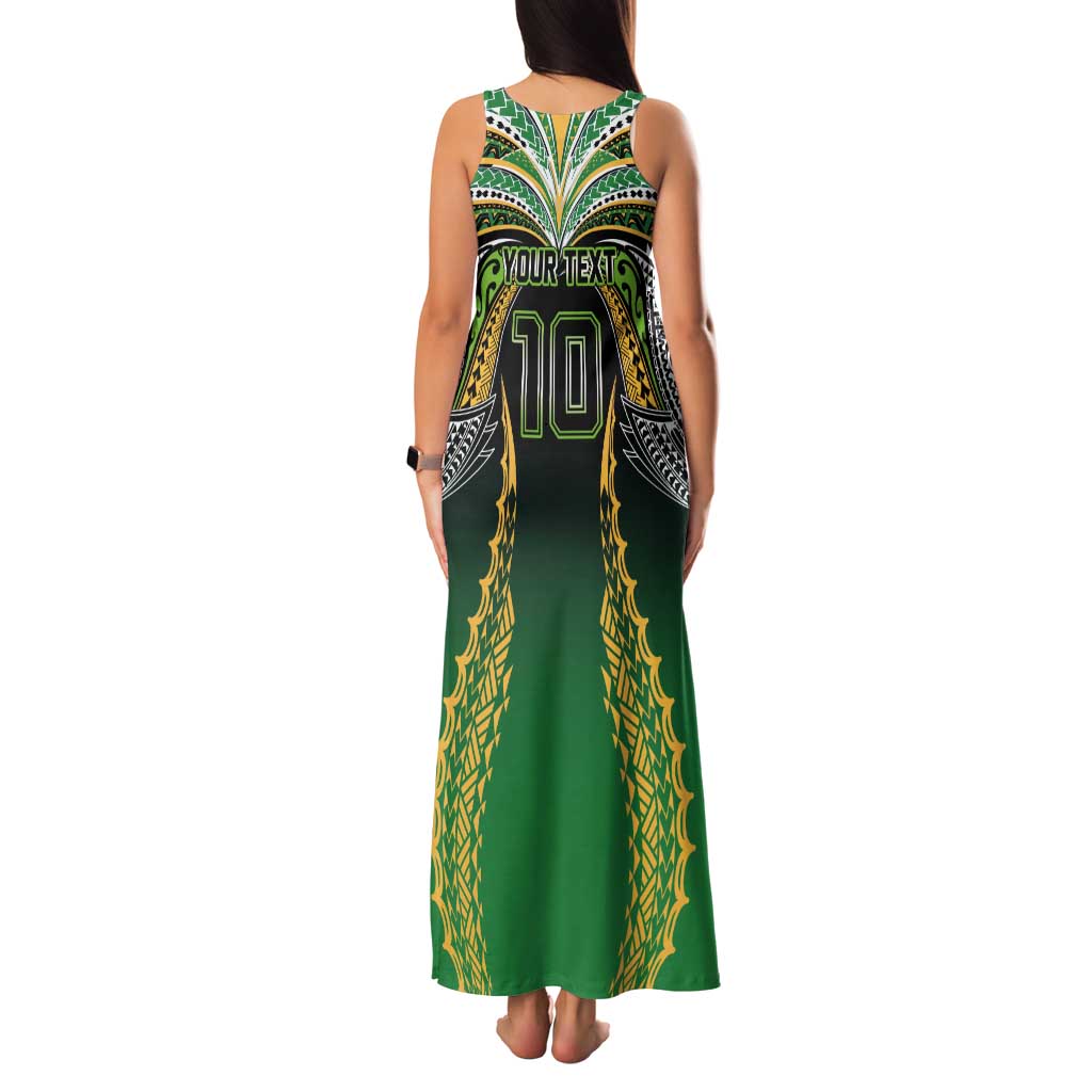 Custom Cook Islands Rugby League Family Matching Tank Maxi Dress and Hawaiian Shirt Avaiki Tatau Tribal Motifs Black Color LT03 - Polynesian Pride