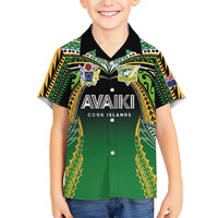 Custom Cook Islands Rugby League Family Matching Tank Maxi Dress and Hawaiian Shirt Avaiki Tatau Tribal Motifs Black Color LT03 Son's Shirt Black - Polynesian Pride