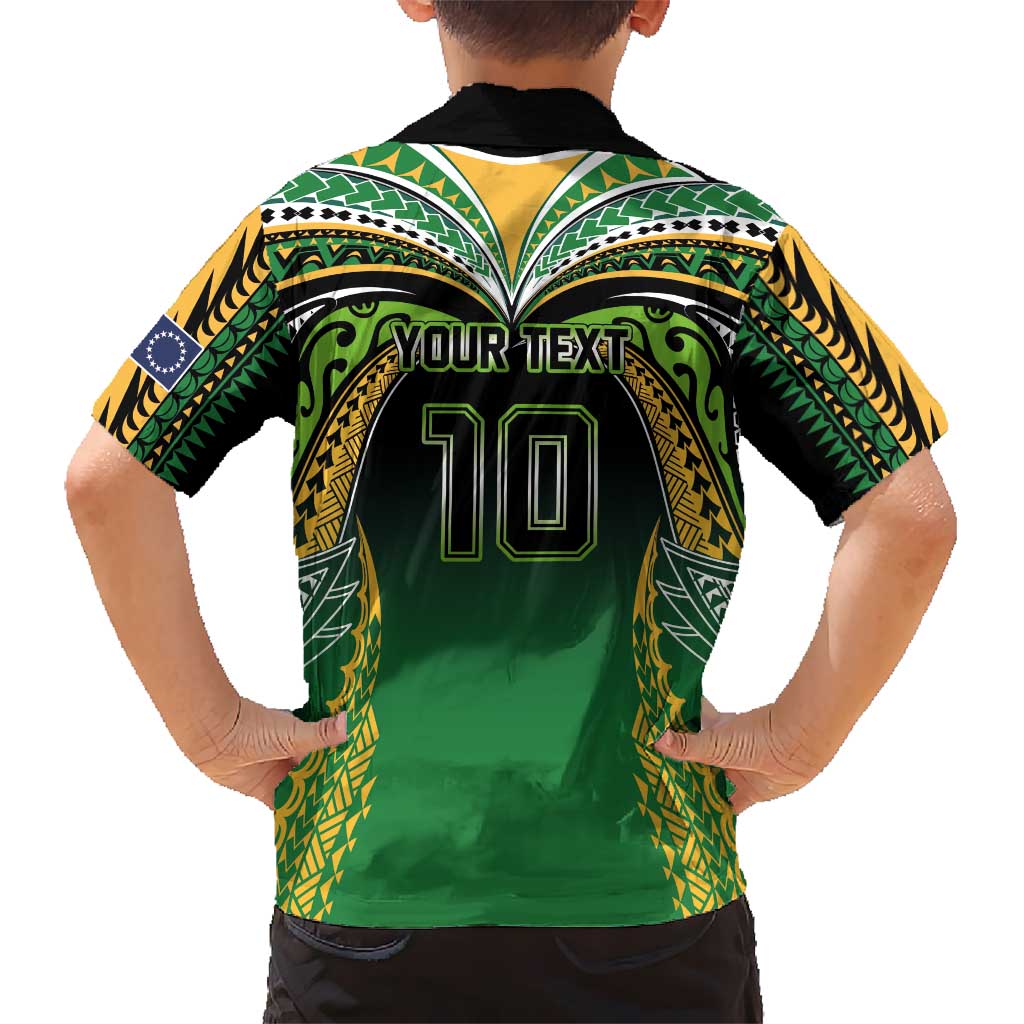Custom Cook Islands Rugby League Hawaiian Shirt Avaiki Tatau Tribal Motifs Black Color - Polynesian Pride