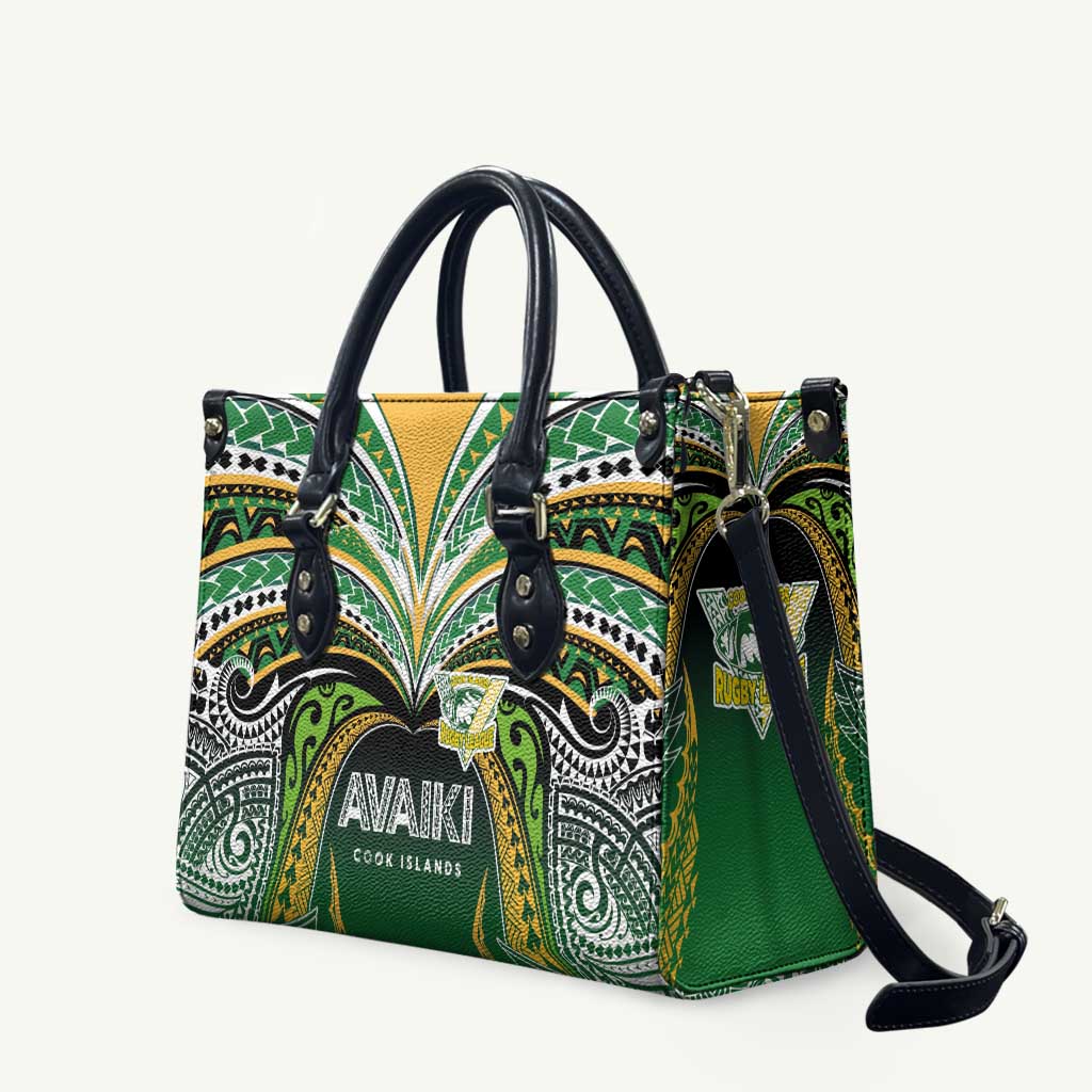 Cook Islands Rugby League Leather Bag Avaiki Tatau Tribal Motifs Black Color LT03 Black - Polynesian Pride