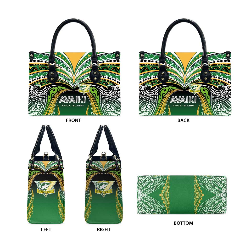 Cook Islands Rugby League Leather Bag Avaiki Tatau Tribal Motifs Black Color LT03 - Polynesian Pride