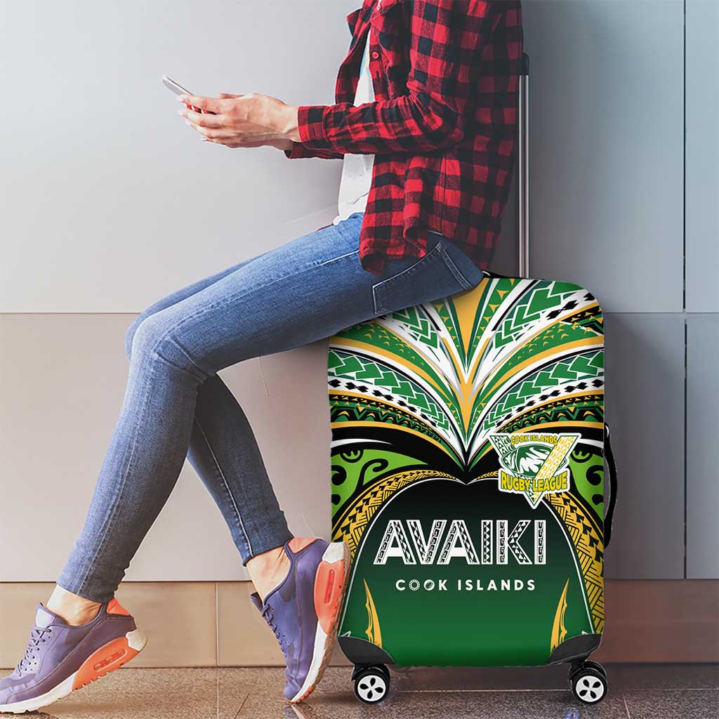 Cook Islands Rugby League Luggage Cover Avaiki Tatau Tribal Motifs Black Color - Polynesian Pride