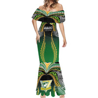 Custom Cook Islands Rugby League Mermaid Dress Avaiki Tatau Tribal Motifs Black Color LT03 - Polynesian Pride