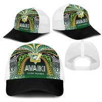 Cook Islands Rugby League Mesh Trucker Cap Avaiki Tatau Tribal Motifs Black Color - Polynesian Pride