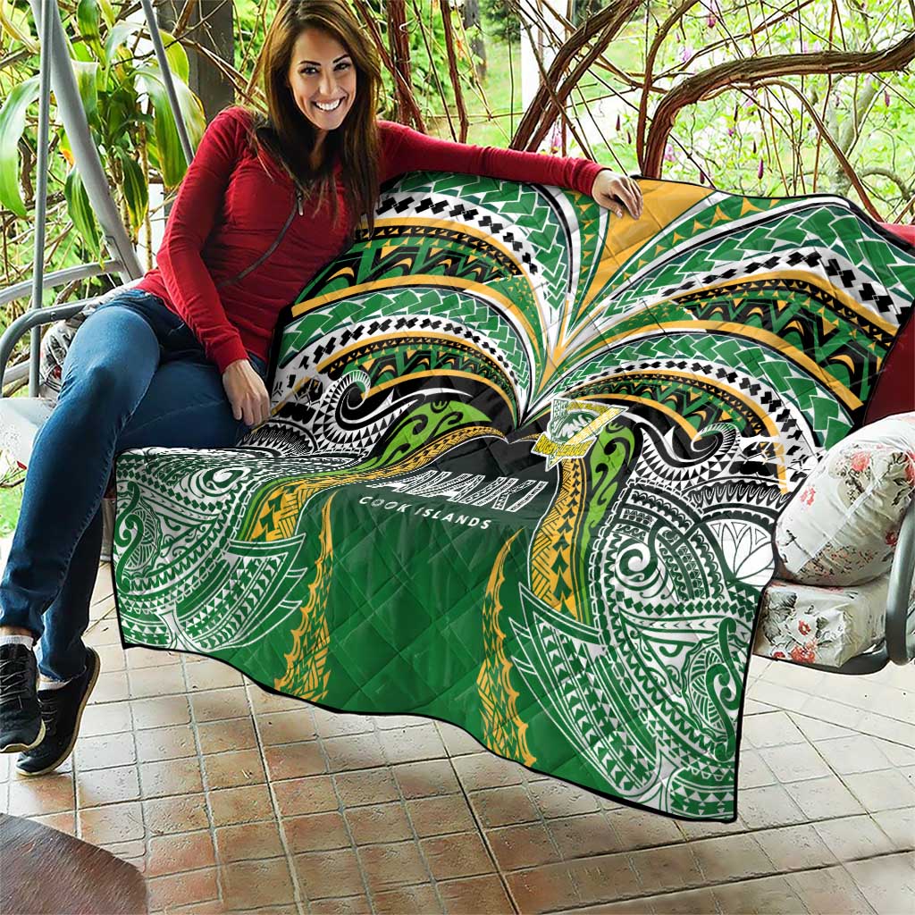 Cook Islands Rugby League Quilt Avaiki Tatau Tribal Motifs Black Color LT03 - Polynesian Pride