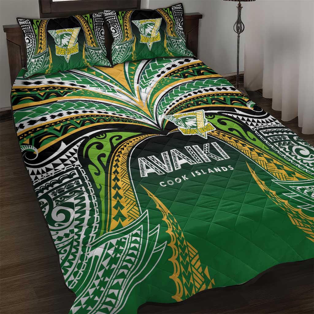 Cook Islands Rugby League Quilt Bed Set Avaiki Tatau Tribal Motifs Black Color LT03 Black - Polynesian Pride