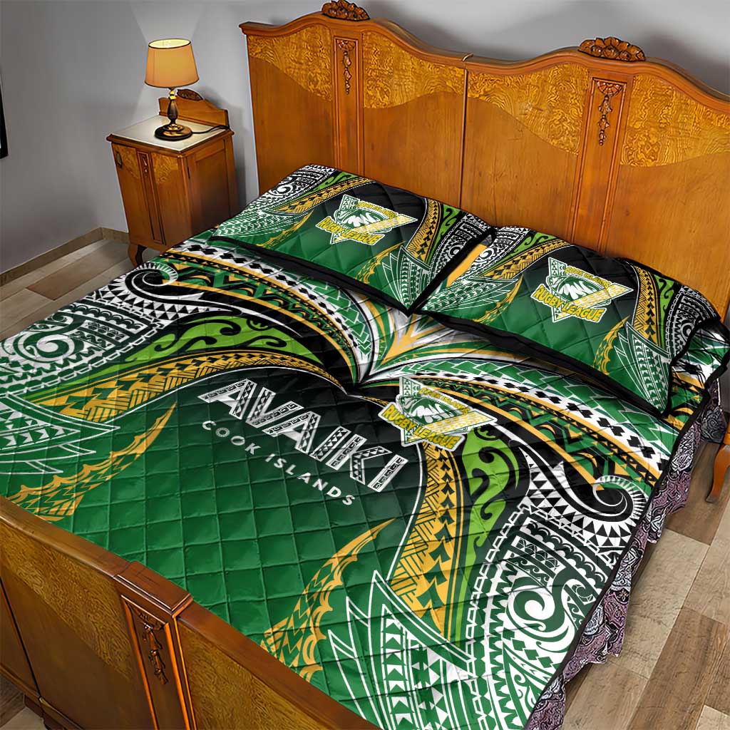 Cook Islands Rugby League Quilt Bed Set Avaiki Tatau Tribal Motifs Black Color LT03 - Polynesian Pride