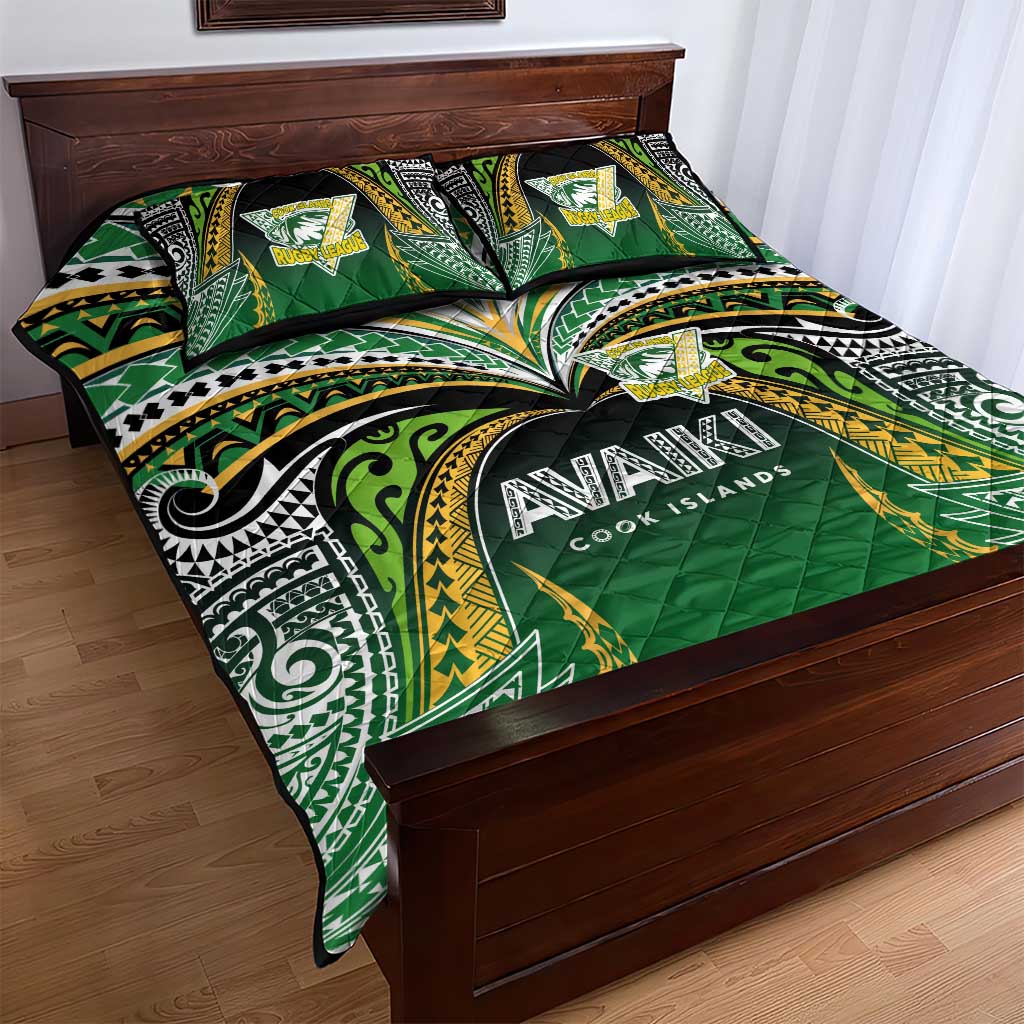 Cook Islands Rugby League Quilt Bed Set Avaiki Tatau Tribal Motifs Black Color LT03 - Polynesian Pride