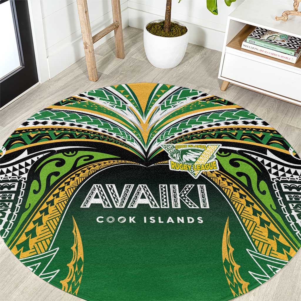 Cook Islands Rugby League Round Carpet Avaiki Tatau Tribal Motifs Black Color LT03 Black - Polynesian Pride