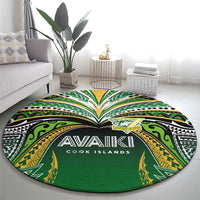 Cook Islands Rugby League Round Carpet Avaiki Tatau Tribal Motifs Black Color LT03 - Polynesian Pride