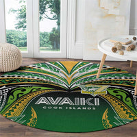 Cook Islands Rugby League Round Carpet Avaiki Tatau Tribal Motifs Black Color LT03 - Polynesian Pride