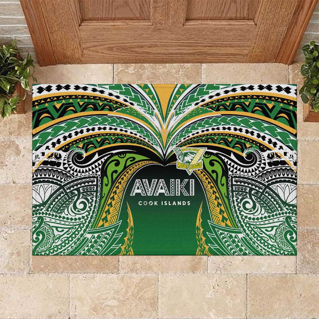 Cook Islands Rugby League Rubber Doormat Avaiki Tatau Tribal Motifs Black Color LT03 Black - Polynesian Pride