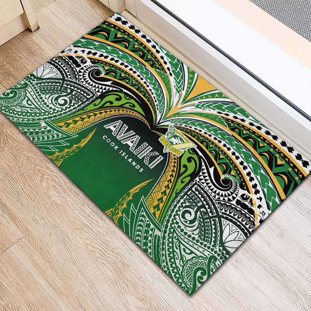 Cook Islands Rugby League Rubber Doormat Avaiki Tatau Tribal Motifs Black Color LT03 - Polynesian Pride