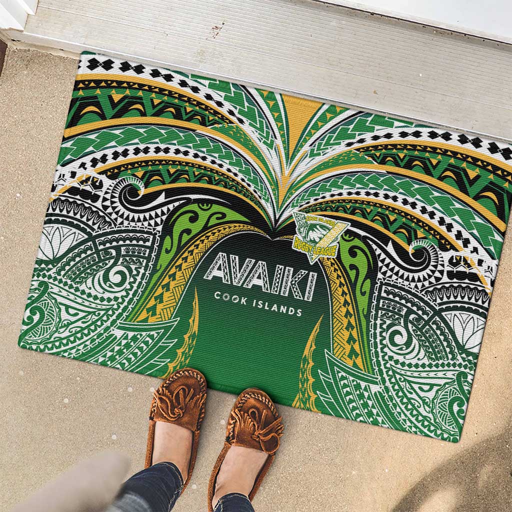 Cook Islands Rugby League Rubber Doormat Avaiki Tatau Tribal Motifs Black Color LT03 - Polynesian Pride