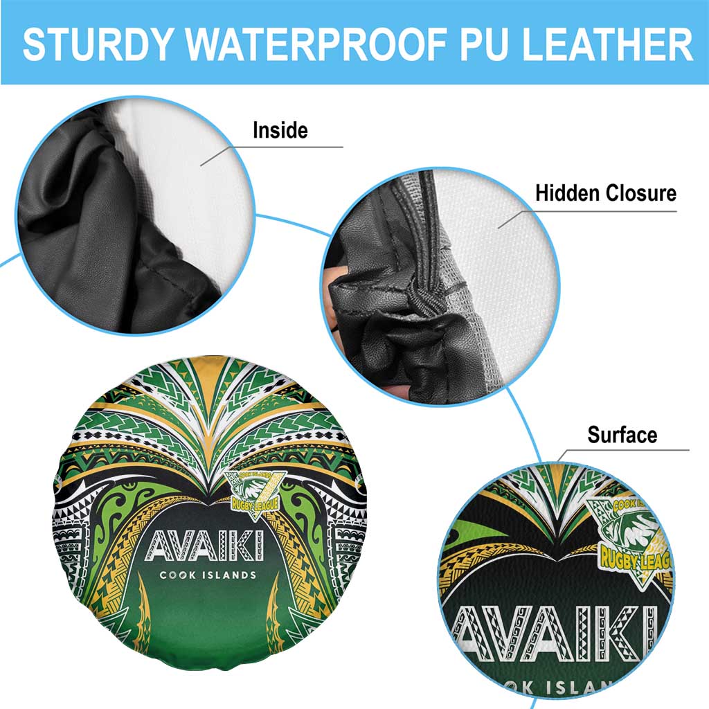 Cook Islands Rugby League Spare Tire Cover Avaiki Tatau Tribal Motifs Black Color - Polynesian Pride