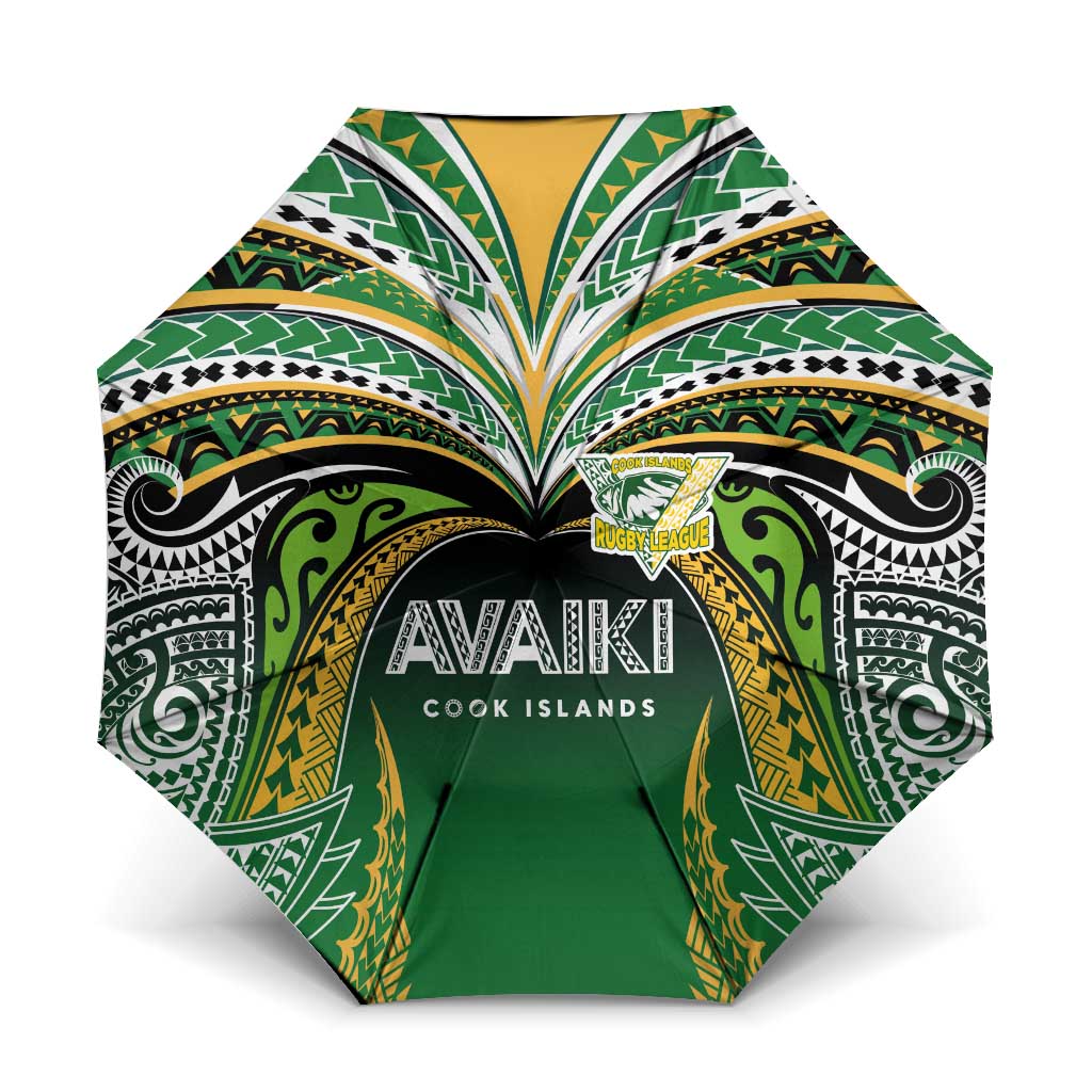 Cook Islands Rugby League Umbrella Avaiki Tatau Tribal Motifs Black Color LT03 One Size Folded 11.42 inch Opened Diameter 37.4 inch Black - Polynesian Pride