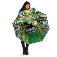Cook Islands Rugby League Umbrella Avaiki Tatau Tribal Motifs Black Color LT03 - Polynesian Pride