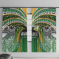 Cook Islands Rugby League Window Curtain Avaiki Tatau Tribal Motifs Black Color LT03 With Hooks Black - Polynesian Pride