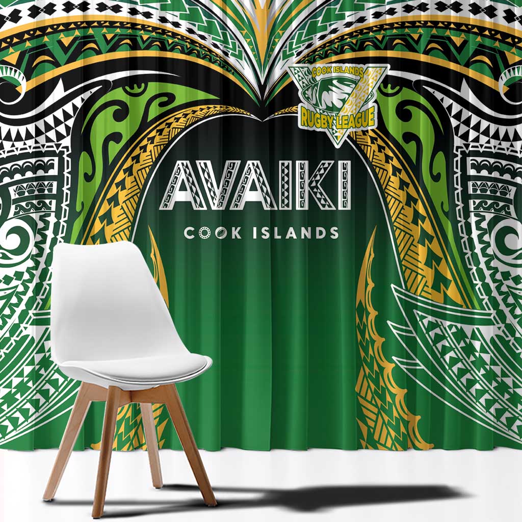 Cook Islands Rugby League Window Curtain Avaiki Tatau Tribal Motifs Black Color LT03 - Polynesian Pride