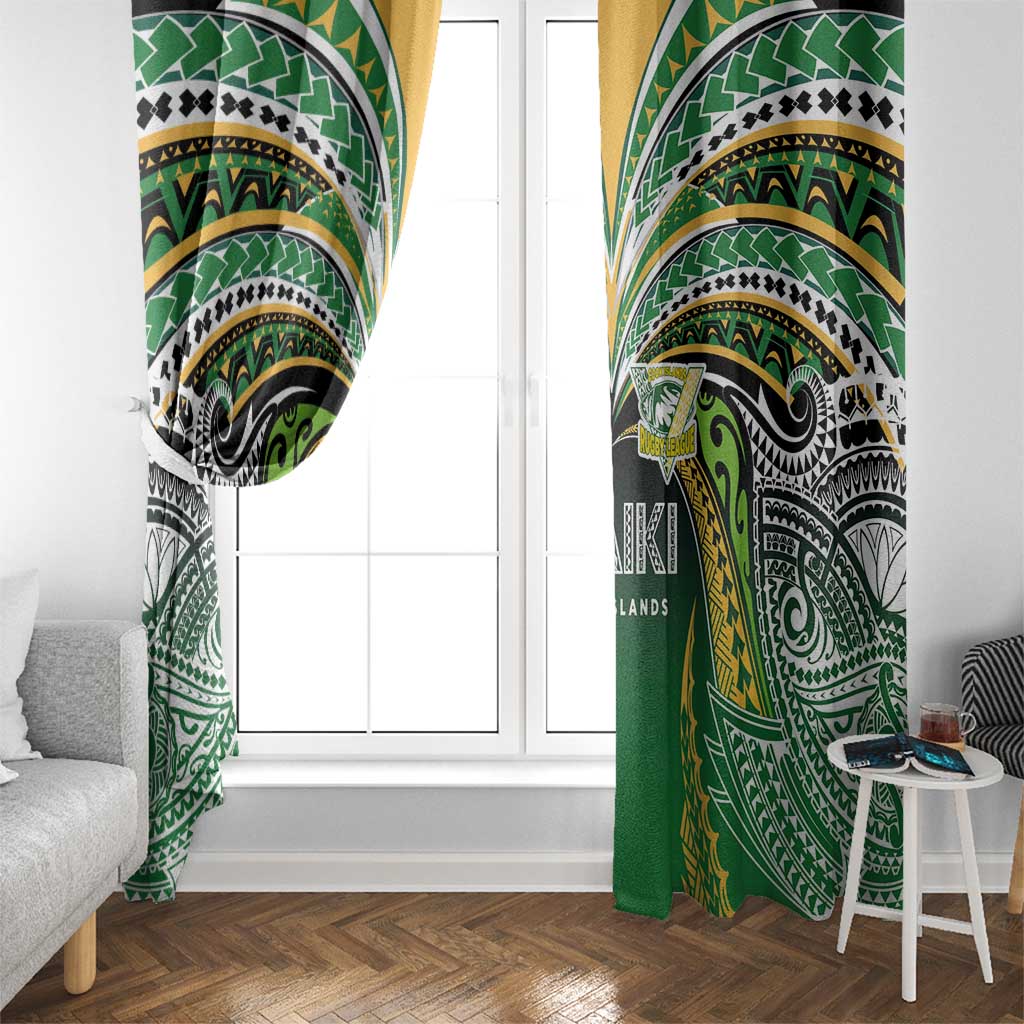Cook Islands Rugby League Window Curtain Avaiki Tatau Tribal Motifs Black Color LT03 - Polynesian Pride