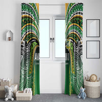 Cook Islands Rugby League Window Curtain Avaiki Tatau Tribal Motifs Black Color LT03 - Polynesian Pride