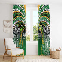 Cook Islands Rugby League Window Curtain Avaiki Tatau Tribal Motifs Black Color LT03 - Polynesian Pride