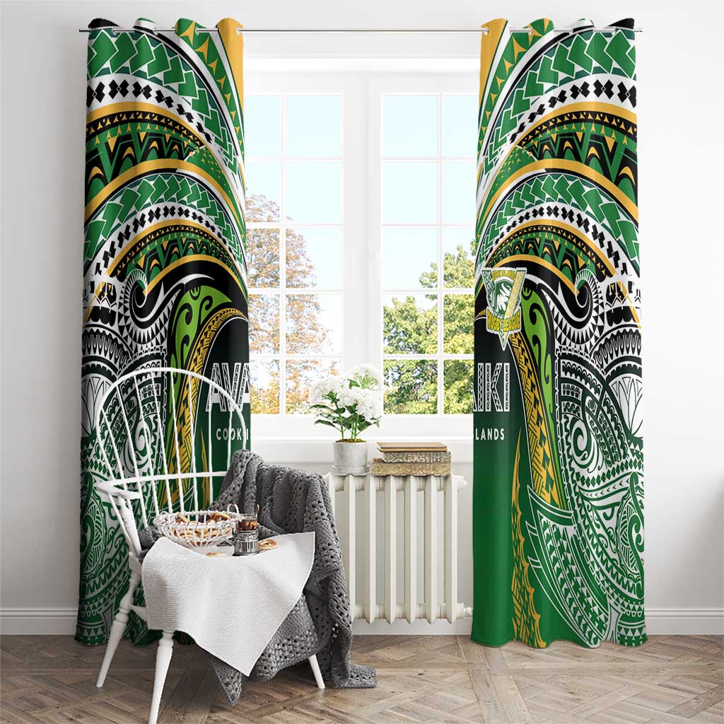 Cook Islands Rugby League Window Curtain Avaiki Tatau Tribal Motifs Black Color LT03 - Polynesian Pride