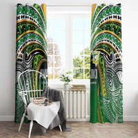 Cook Islands Rugby League Window Curtain Avaiki Tatau Tribal Motifs Black Color LT03 - Polynesian Pride