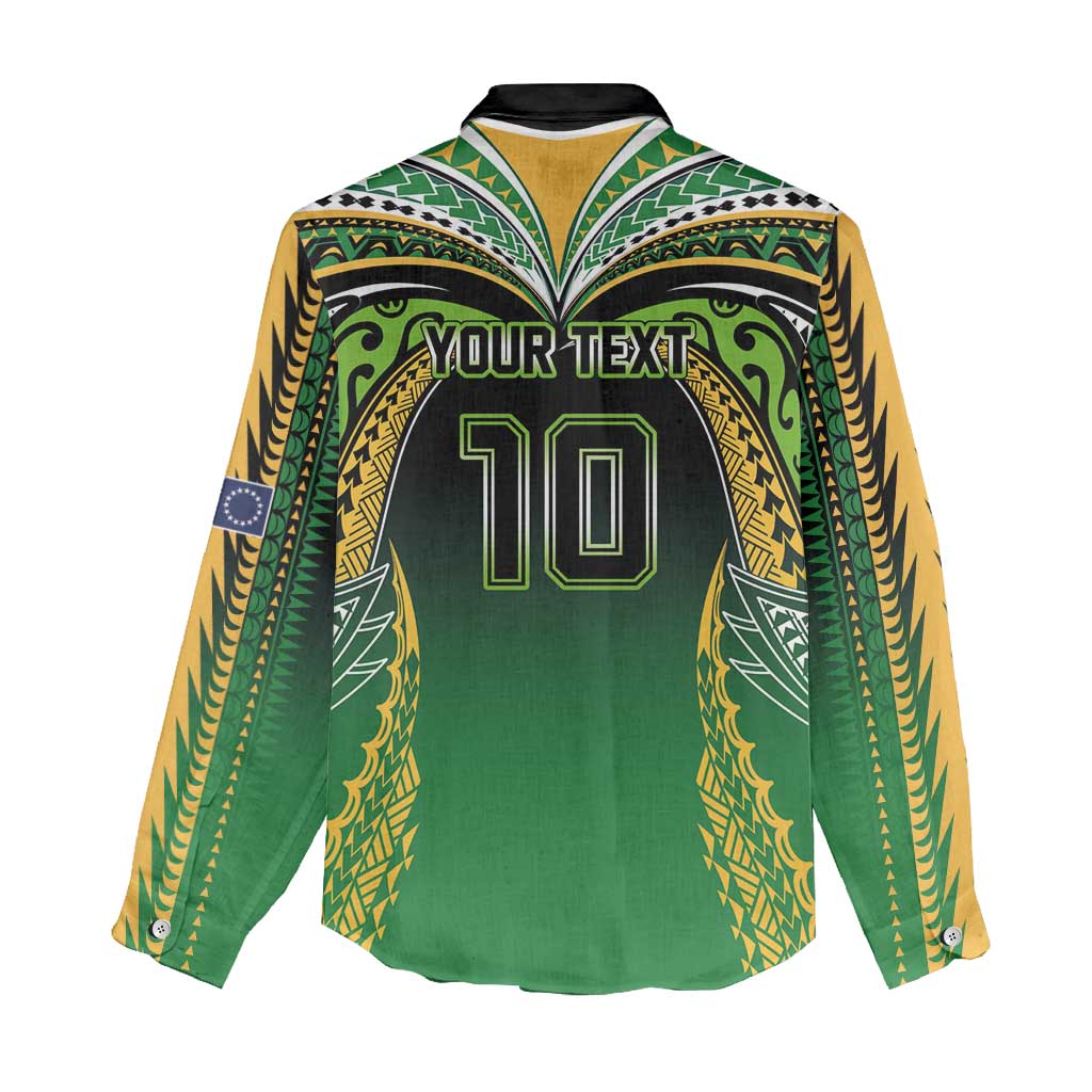 Custom Cook Islands Rugby League Women Casual Shirt Avaiki Tatau Tribal Motifs Black Color - Polynesian Pride