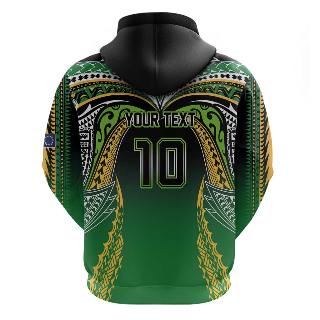 Custom Cook Islands Rugby League Zip Hoodie Avaiki Tatau Tribal Motifs Black Color LT03 - Polynesian Pride