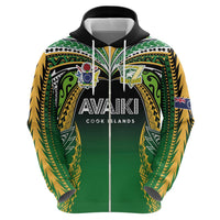 Custom Cook Islands Rugby League Zip Hoodie Avaiki Tatau Tribal Motifs Black Color LT03 - Polynesian Pride