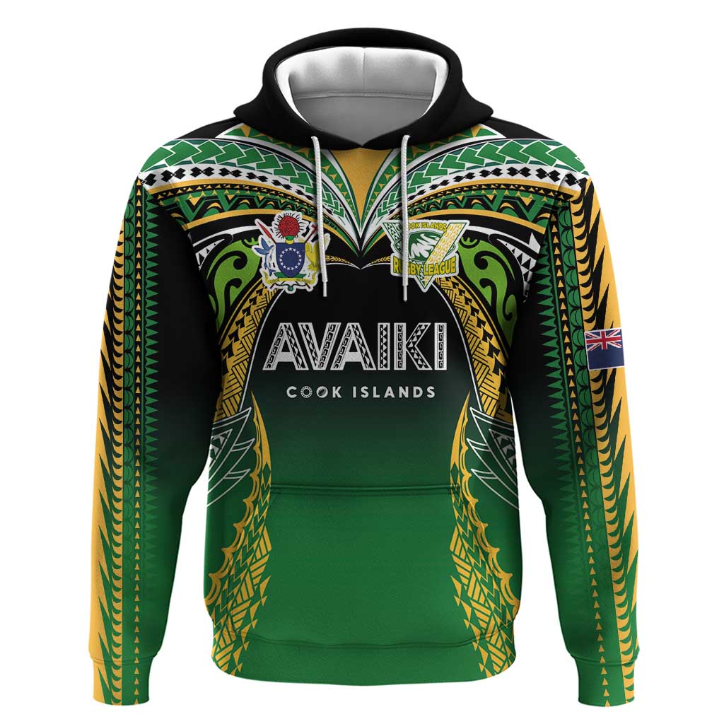 Custom Cook Islands Rugby League Zip Hoodie Avaiki Tatau Tribal Motifs Black Color LT03 Pullover Hoodie Black - Polynesian Pride