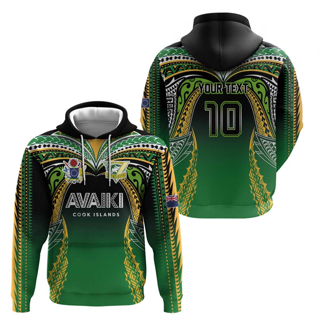 Custom Cook Islands Rugby League Zip Hoodie Avaiki Tatau Tribal Motifs Black Color LT03 - Polynesian Pride