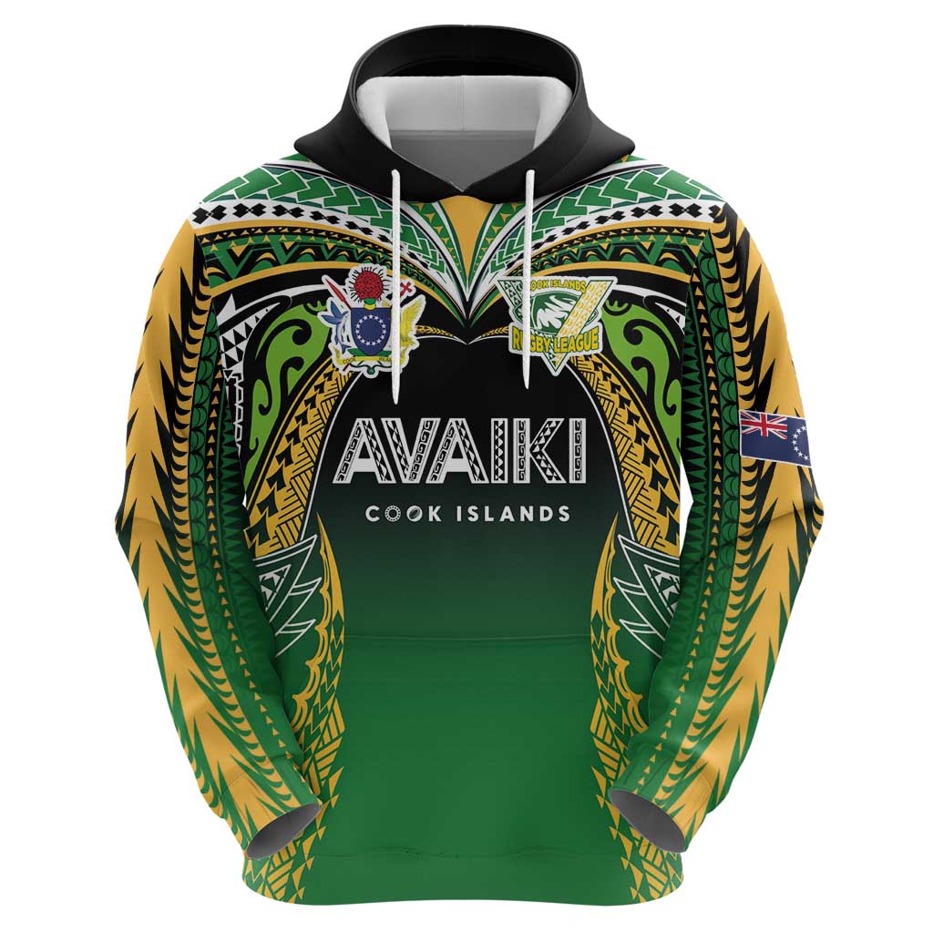 Custom Cook Islands Rugby League Zip Hoodie Avaiki Tatau Tribal Motifs Black Color LT03 - Polynesian Pride