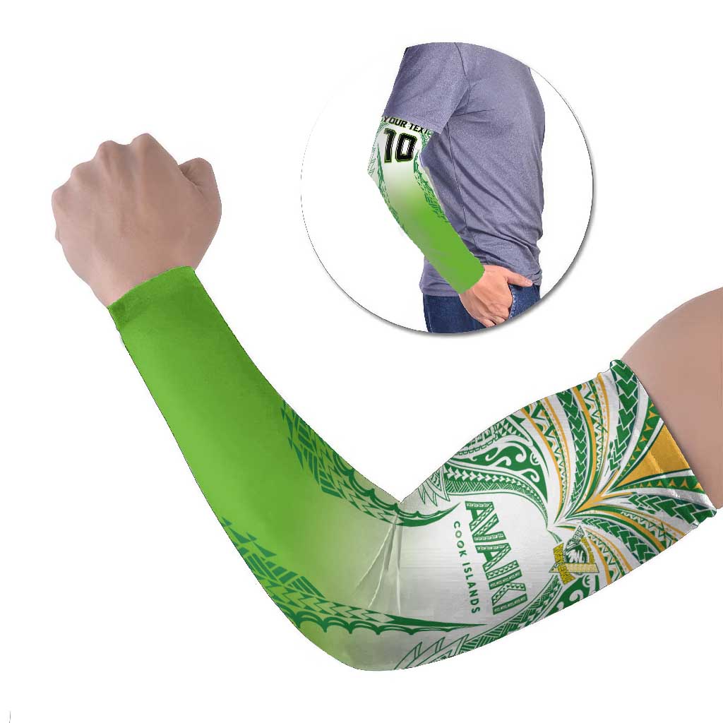Custom Cook Islands Rugby League Arm Sleeves Avaiki Tatau Tribal Motifs White Color LT03 Set of 2 White - Polynesian Pride