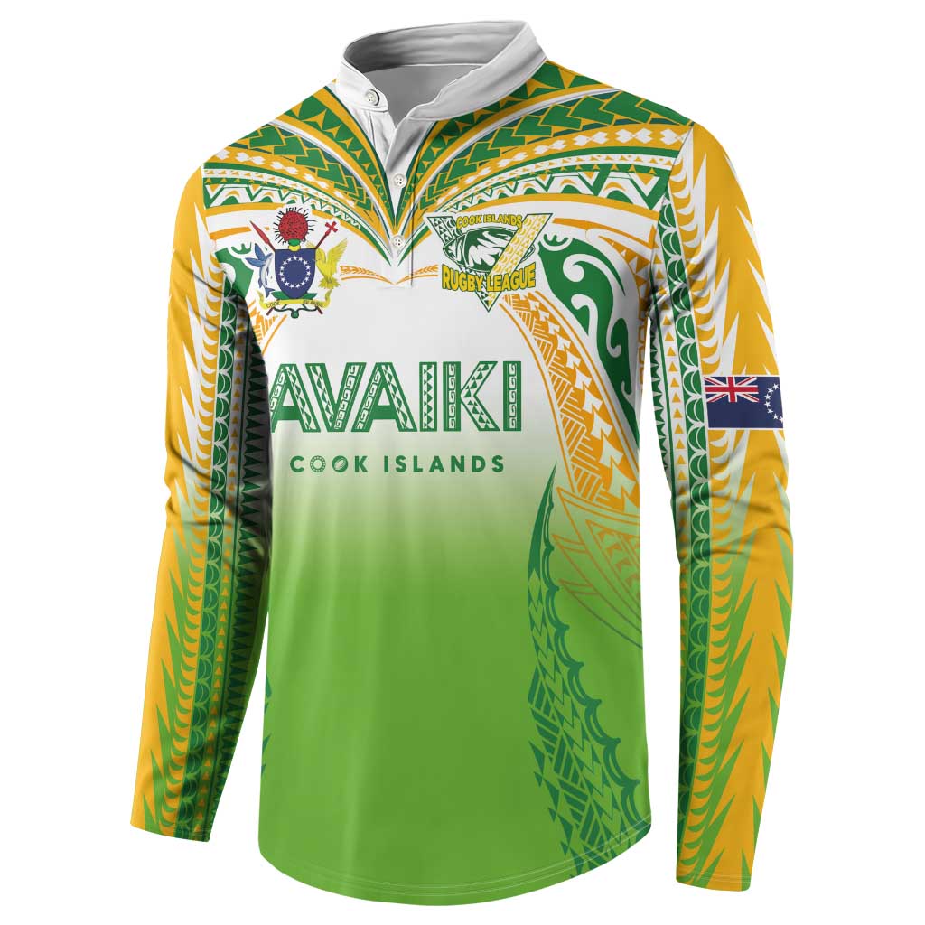 Custom Cook Islands Rugby League Button Sweatshirt Avaiki Tatau Tribal Motifs White Color LT03 - Polynesian Pride