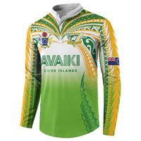 Custom Cook Islands Rugby League Button Sweatshirt Avaiki Tatau Tribal Motifs White Color LT03 - Polynesian Pride