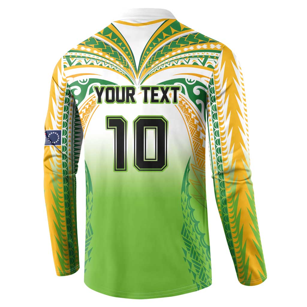 Custom Cook Islands Rugby League Button Sweatshirt Avaiki Tatau Tribal Motifs White Color LT03 - Polynesian Pride