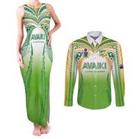 Custom Cook Islands Rugby League Couples Matching Tank Maxi Dress and Long Sleeve Button Shirt Avaiki Tatau Tribal Motifs White Color LT03 White - Polynesian Pride