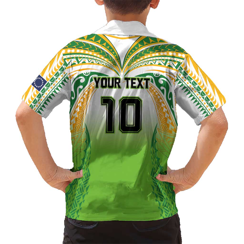 Custom Cook Islands Rugby League Family Matching Tank Maxi Dress and Hawaiian Shirt Avaiki Tatau Tribal Motifs White Color LT03 - Polynesian Pride
