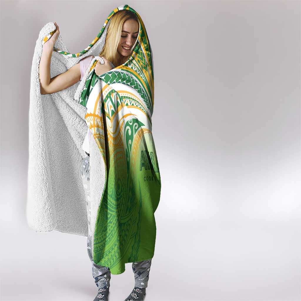 Cook Islands Rugby League Hooded Blanket Avaiki Tatau Tribal Motifs White Color - Polynesian Pride