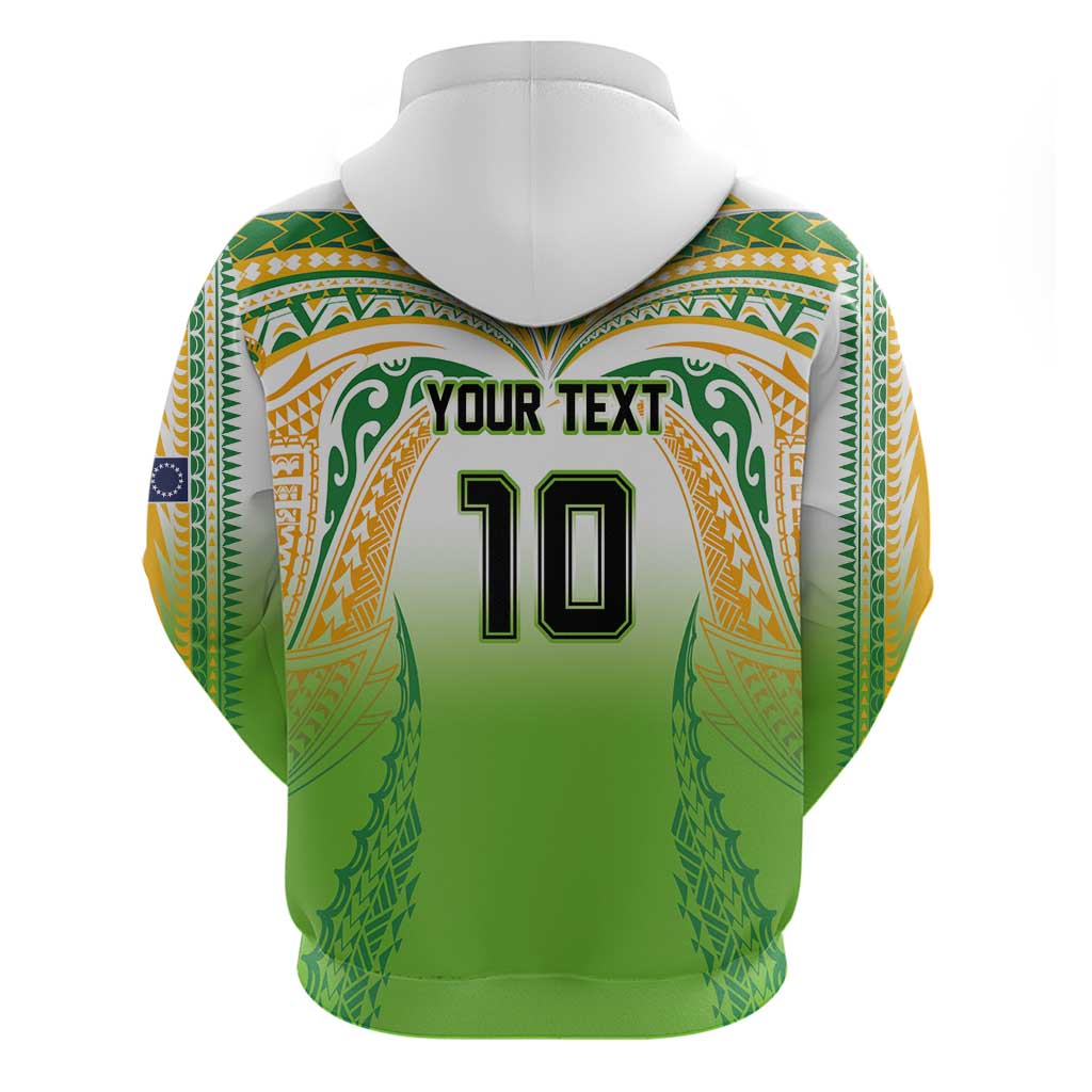 Custom Cook Islands Rugby League Hoodie Avaiki Tatau Tribal Motifs White Color - Polynesian Pride