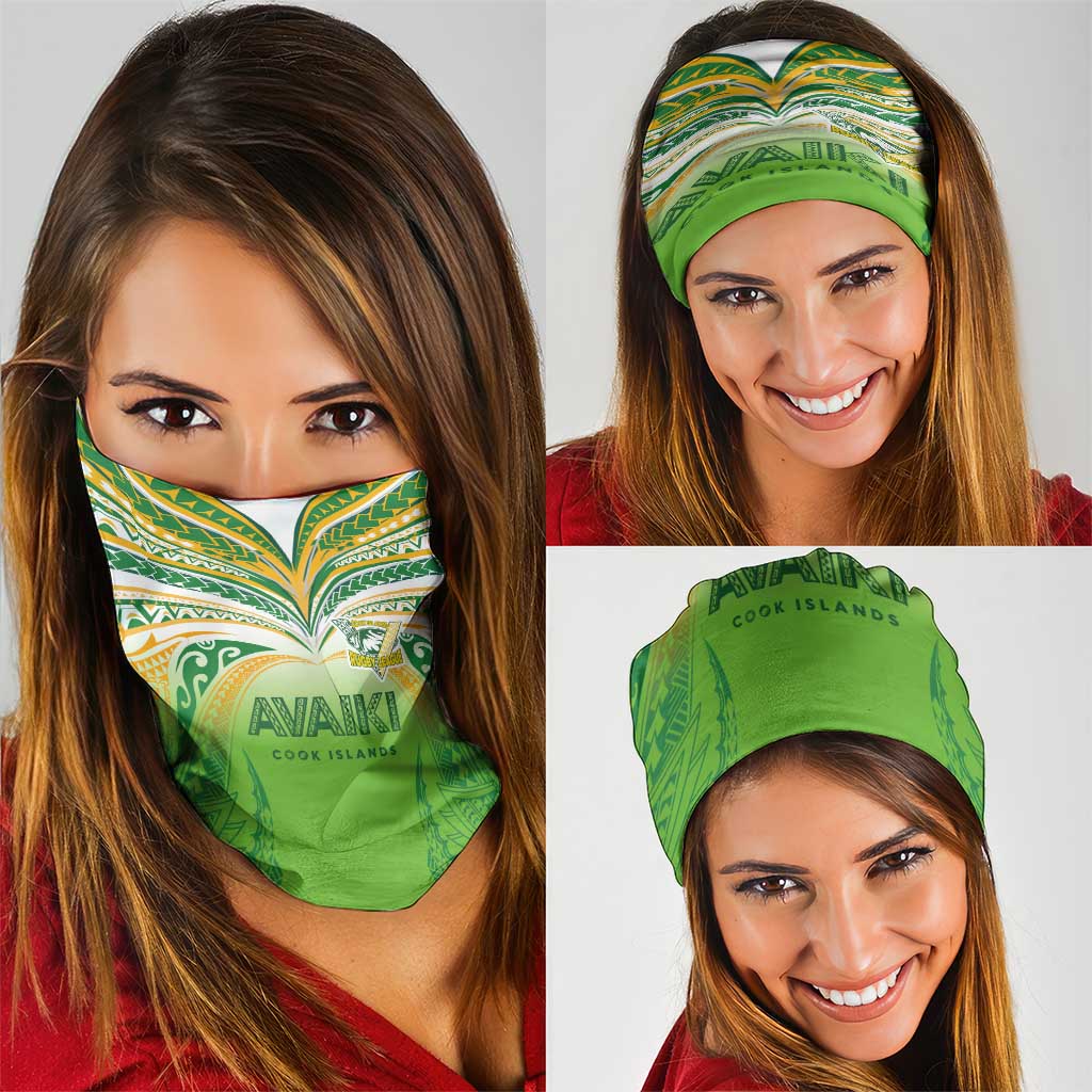 Cook Islands Rugby League Neck Gaiter Avaiki Tatau Tribal Motifs White Color LT03 - Polynesian Pride
