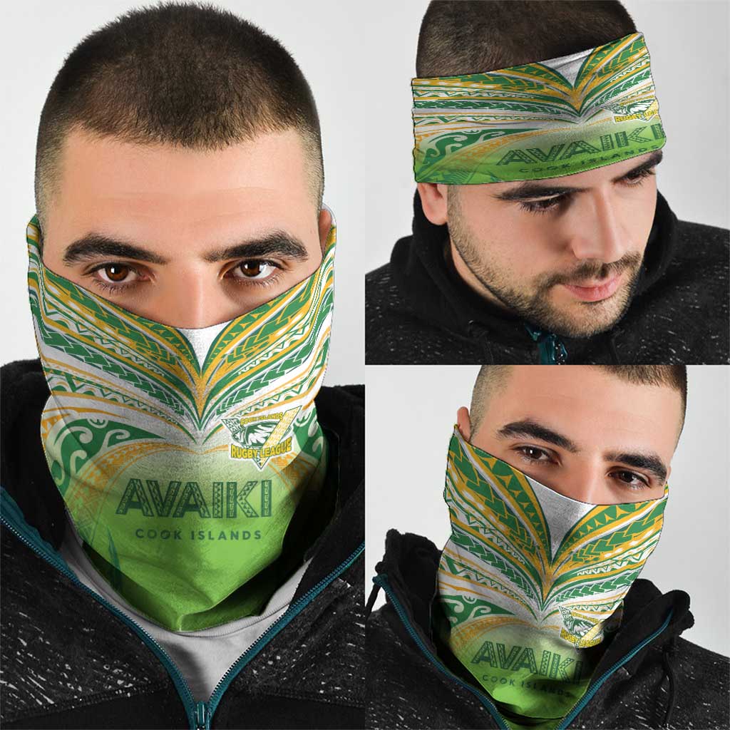 Cook Islands Rugby League Neck Gaiter Avaiki Tatau Tribal Motifs White Color LT03 - Polynesian Pride