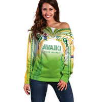 Custom Cook Islands Rugby League Off Shoulder Sweater Avaiki Tatau Tribal Motifs White Color LT03 Women White - Polynesian Pride
