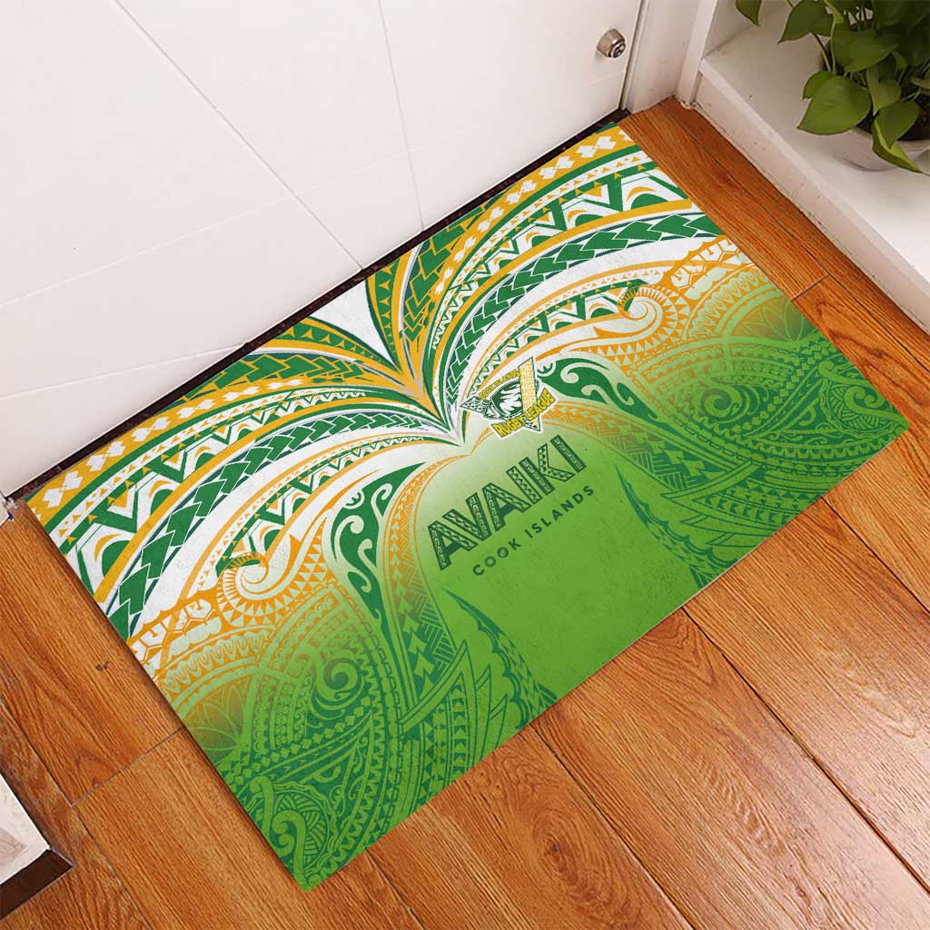 Cook Islands Rugby League Rubber Doormat Avaiki Tatau Tribal Motifs White Color LT03 - Polynesian Pride