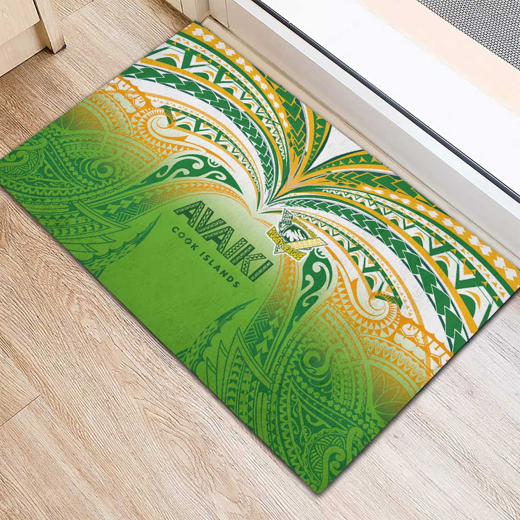 Cook Islands Rugby League Rubber Doormat Avaiki Tatau Tribal Motifs White Color LT03 - Polynesian Pride