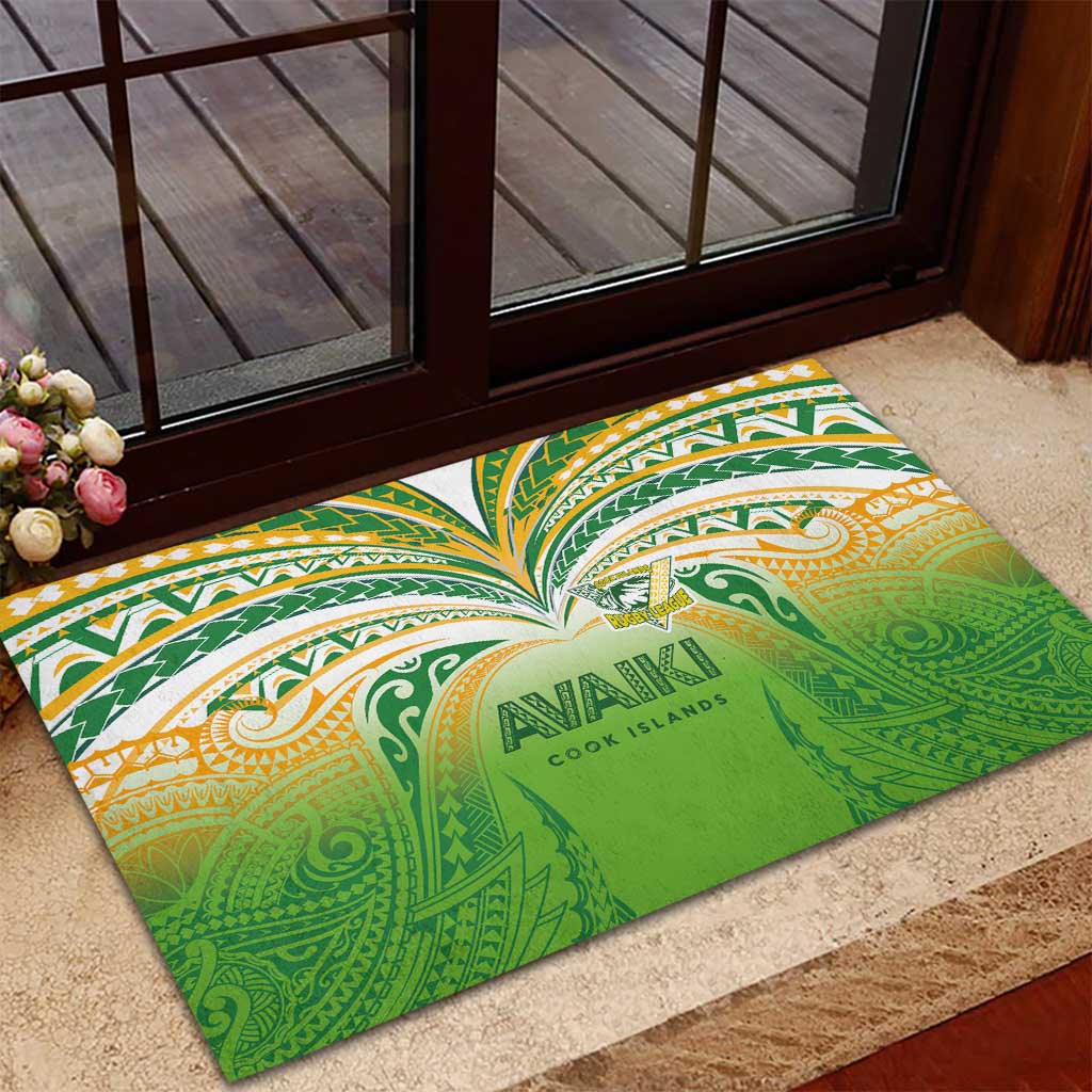Cook Islands Rugby League Rubber Doormat Avaiki Tatau Tribal Motifs White Color LT03 - Polynesian Pride