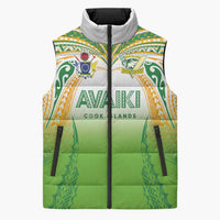 Custom Cook Islands Rugby League Sleeveless Puffer Jacket Avaiki Tatau Tribal Motifs White Color LT03 Unisex White - Polynesian Pride