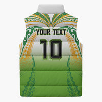 Custom Cook Islands Rugby League Sleeveless Puffer Jacket Avaiki Tatau Tribal Motifs White Color LT03 - Polynesian Pride